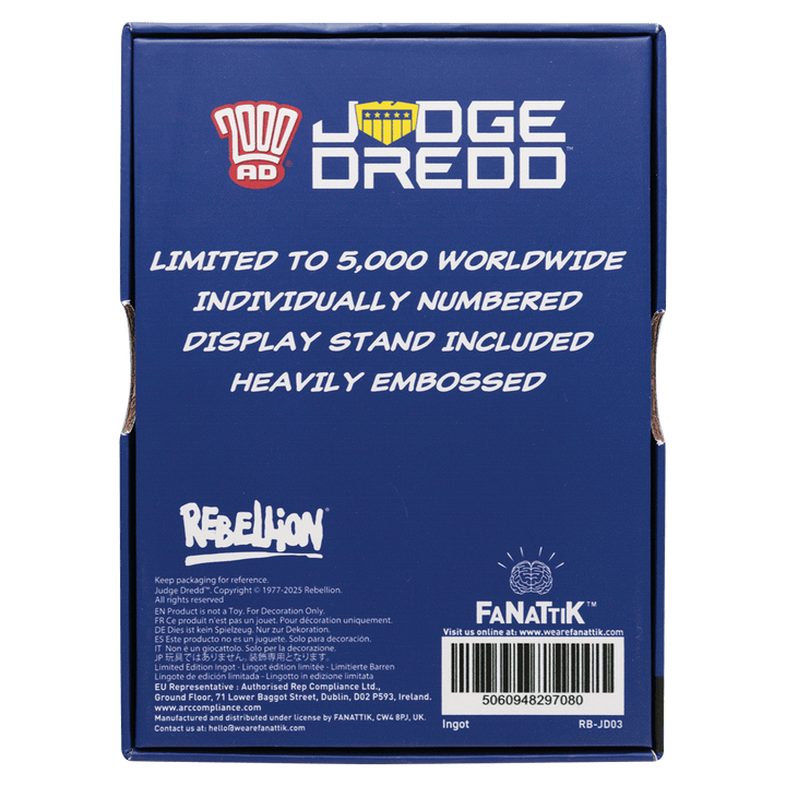 2000 AD Judge Dredd Comic Book Cover Ingot