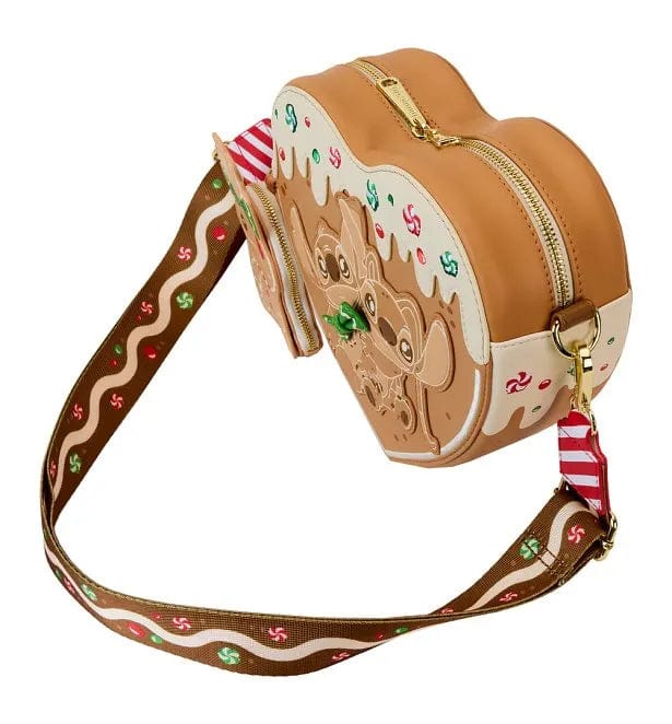 Loungefly Disney Lilo And Stitch Angel And Stitch Gingerbread Heart Crossbody Bag