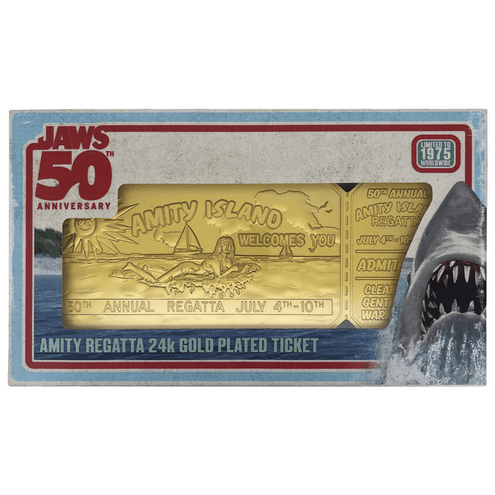 Jaws 50th Anniversary 24k Gold Plated Regatta Ticket