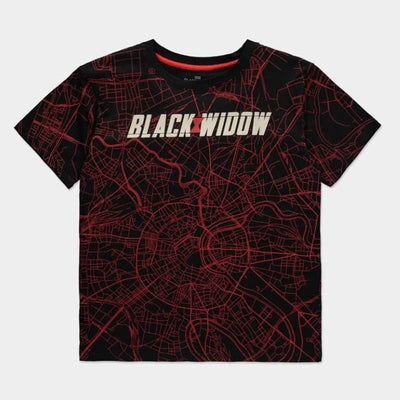 2XL Official Marvel Black Widow City Map Women's  T-Shirts