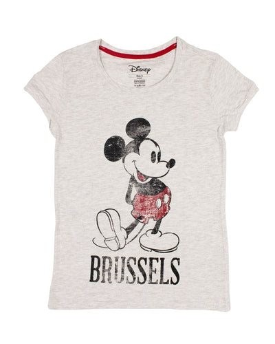 UK S / US XS Official Disney Mickey Mouse Grey Brussels Women's  T-Shirts