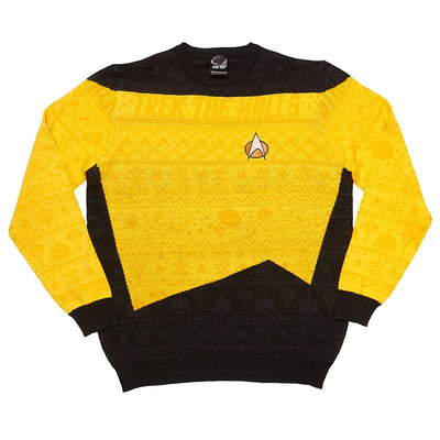 2XS (UK/EU) - 3XS (US) Official Star Trek Yellow Christmas Jumper / Ugly Sweater