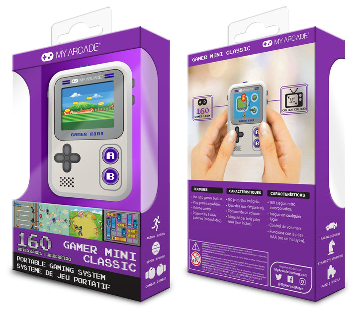 Gamer Mini Classic Console Gray Purple (160 Games in 1)