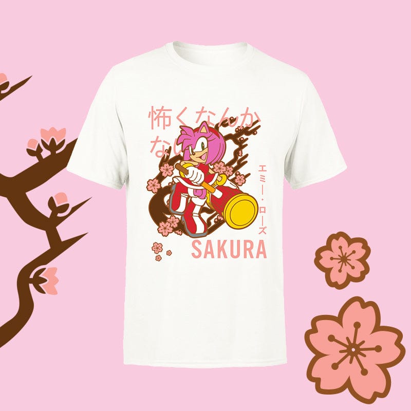 Official Sonic the Hedgehog White Amy Rose Sakura T-Shirt
