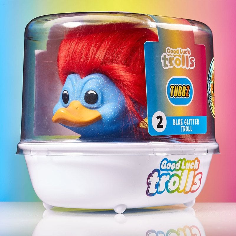 *FIRST EDITION* Trolls Glitter Blue Troll (Blue with Red Hair)Tubbz