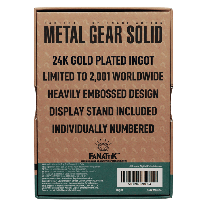 Metal Gear Solid 2: 24k Gold Plated Snake Ingot