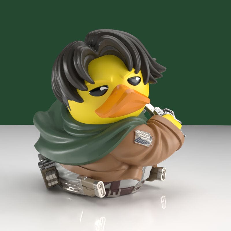 Attack on Titan Levi Ackerman boxed collectible duck available from TUBBZ US - figure side view