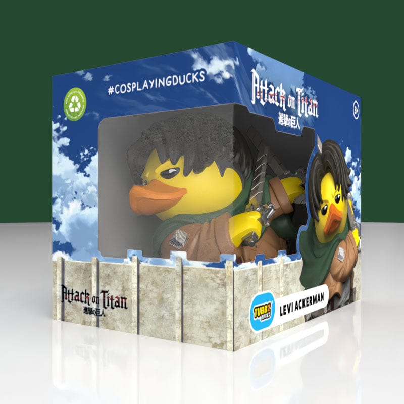 Attack on Titan Levi Ackerman boxed collectible duck available from TUBBZ US - packaging front view