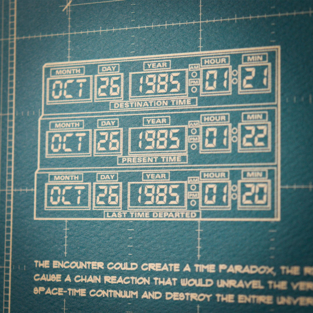 Back to the Future Time Machine Blueprint Art Print