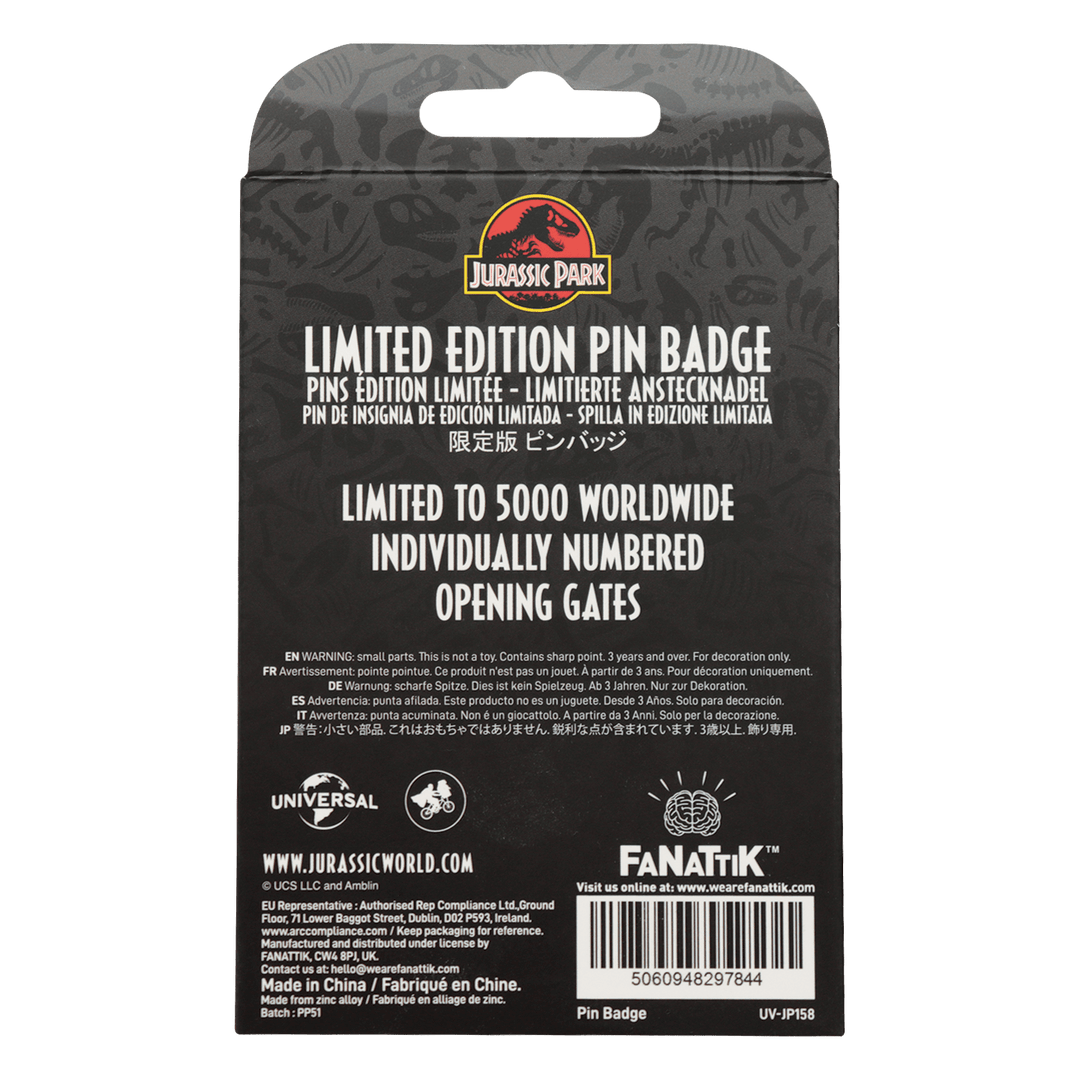 Jurassic Park Gates Hinged Pin Badge