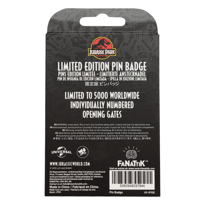 Jurassic Park Gates Hinged Pin Badge