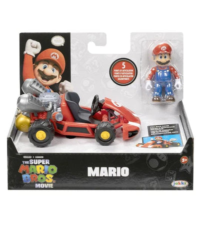 Official The Super Mario Bros. Movie Pull Back Racer w/ 2.5" Mario Figure