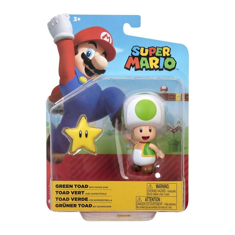 Official Super Mario Green Toad with Super Star 10cm / 4" Figure