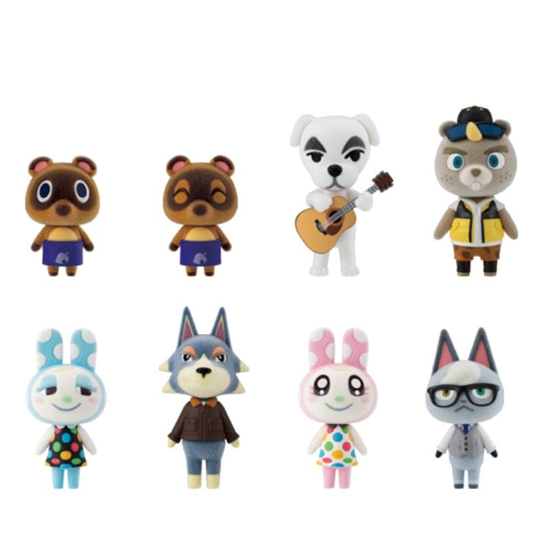 Official Nintendo Animal Crossing New Horizons 8 Piece Flocked Dolls Mini Figure Collection Wave 2