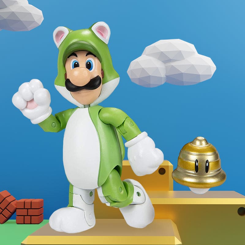 Official Nintendo Super Mario Cat Luigi with Super Bell 10cm / 4" Figure