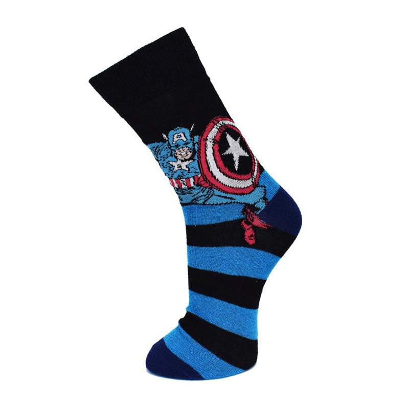 UK 6 - 8 1 EU 39 - 42 Official Marvel Captain America Black/Blue Socks (UK 6-8 EU 39-42)