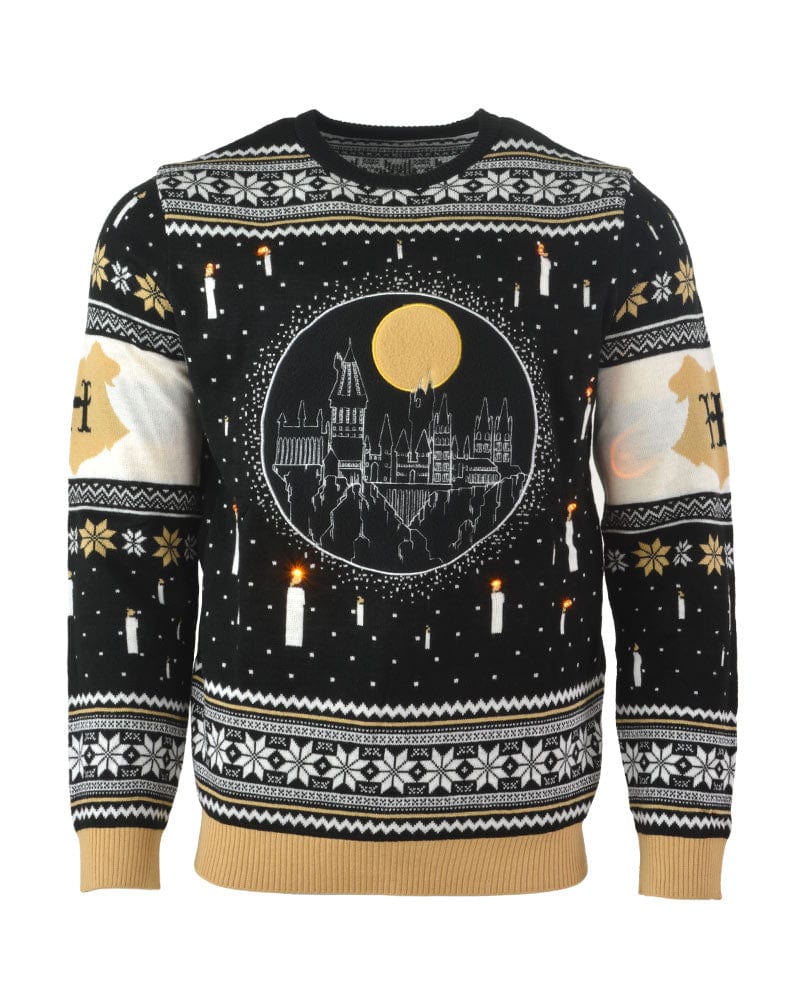 Official Harry Potter Hogwarts Castle Candles LED Christmas Jumper / Ugly Sweater