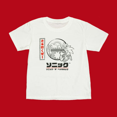 12-13 Years Official Modern Sonic the Hedgehog Japanese Style Kids White  T-Shirts (Unisex)