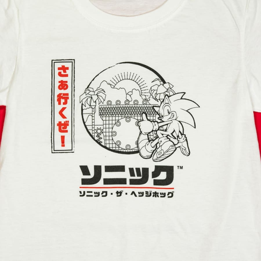 Official Modern Sonic the Hedgehog Japanese Style Kids White T-Shirts