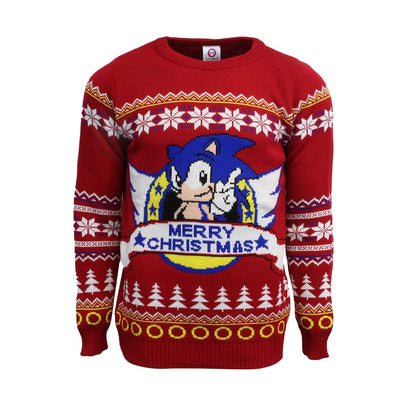 NO PACKAGING  - Official Classic Sonic the Hedgehog Christmas Jumper / Ugly Sweater - UK Medium