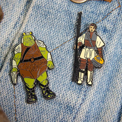 One Size Pin Kings Star Wars Enamel Pin Badge Set 1.27 – Princess Leia Organa (Boushh Disguise) and Gamorrean Guard