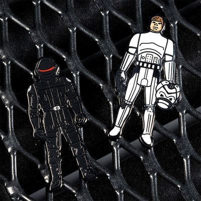 One Size Pin Kings Star Wars Enamel Pin Badge Set 1.44 – Imperial Gunner and Luke Skywalker (Imperial Stormtrooper Outfit)