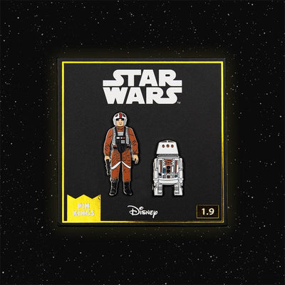 One Size Pin Kings Star Wars Enamel Pin Badge Set 1.9 – Luke Skywalker: X Wing Pilot and R5 D4