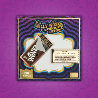 One Size Pin Kings Willy Wonka & the Chocolate Factory Enamel Pin Badge Set 1.1 – Wonka Bar & Golden Ticket
