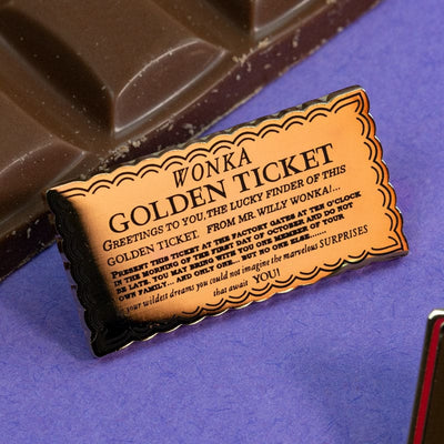 One Size Pin Kings Willy Wonka & the Chocolate Factory Enamel Pin Badge Set 1.1 – Wonka Bar & Golden Ticket